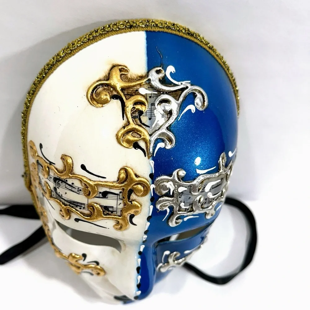 Venetian Mask - Volto Day Night Blue & Gold Genuine 930 VG